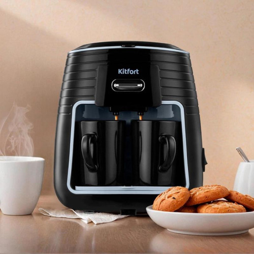 Кофеварка капельная Kitfort КТ-7447 450Вт черный/голубой Кофеварка капельная Kitfort КТ-7447 450Вт черный/голубой