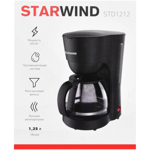 Кофеварка капельная Starwind STD1212 600Вт черный Кофеварка капельная Starwind STD1212 600Вт черный