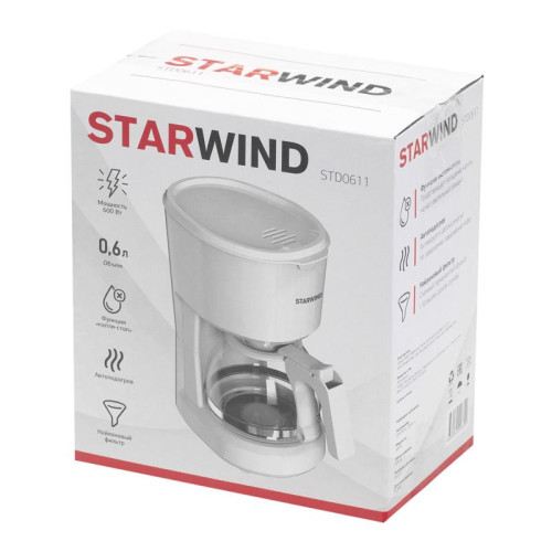 Кофеварка капельная Starwind STD0611 600Вт белый