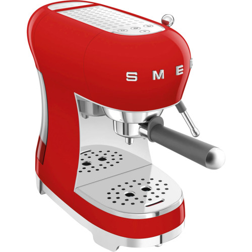 Ручная кофемашина Smeg, стиль 50-х, регулируемая температура кофе, давление 15 бар, емкость контейнера для воды 1.1 л, цвет красный