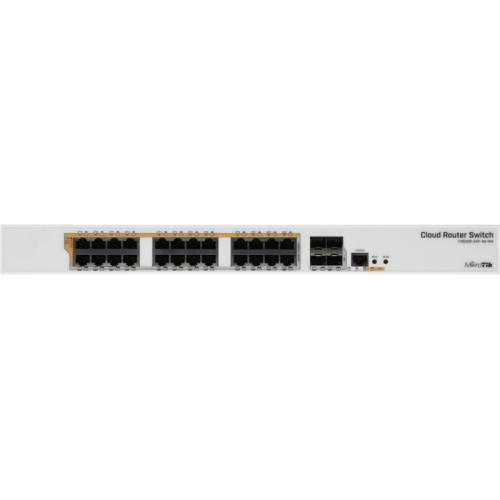 Коммутатор/ CRS328-24P-4S+RM Cloud Router Switch 24 port Gigabit Ethernet router/switch with four 10Gbps SFP+ ports in 1U rackmount case, Dual Boot and PoE output, 500W