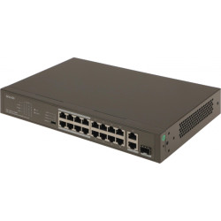 Коммутатор/ Tenda TEF1118P-16-150W Коммутатор неуправляемый PoE, 18 портов, 16х100 Мбит/с, 2x1 Гбит/с, PoE 16х30 Вт (до 130Вт), установка в стойку
