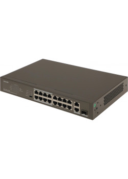 Коммутатор/ Tenda TEF1118P-16-150W Коммутатор неуправляемый PoE, 18 портов, 16х100 Мбит/с, 2x1 Гбит/с, PoE 16х30 Вт (до 130Вт), установка в стойку