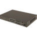 Коммутатор/ Tenda TEF1118P-16-150W Коммутатор неуправляемый PoE, 18 портов, 16х100 Мбит/с, 2x1 Гбит/с, PoE 16х30 Вт (до 130Вт), установка в стойку