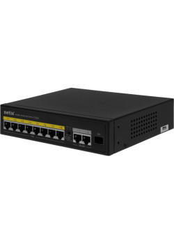 Коммутатор Netis P110GH (L2) 8x100Мбит/с 2x1Гбит/с 1SFP 8PoE 8PoE+ 120W неуправляемый