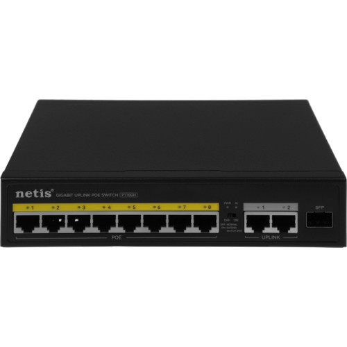 Коммутатор Netis P110GH (L2) 8x100Мбит/с 2x1Гбит/с 1SFP 8PoE 8PoE+ 120W неуправляемый Коммутатор Netis P110GH (L2) 8x100Мбит/с 2x1Гбит/с 1SFP 8PoE 8PoE+ 120W неуправляемый