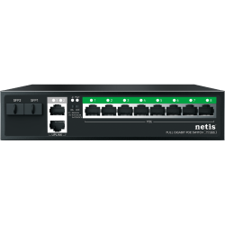 Коммутатор Netis P112GS (L2) 10x1Гбит/с 2SFP 8PoE 120W неуправляемый