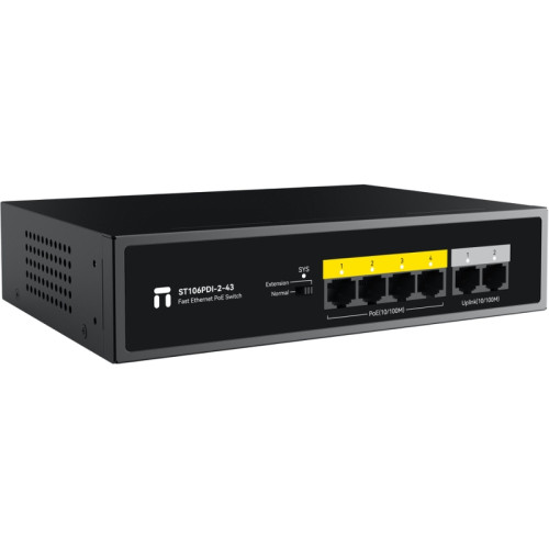 Коммутатор Netis ST106PDI-2-43 (L2) 6x100Мбит/с 4PoE 43W неуправляемый