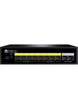 Коммутатор/ Неуправляемый PoE коммутатор Fast Ethernet, 8 портов 100 Мбит/с PoE+, 2 Uplink порта 100 Мбит/с RJ45, БП 65 Вт