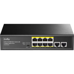 Коммутатор/ 8-Port 10/100M PSE RJ-45  +2 RJ45 10/100/1000M Uplink Port Unmanaged PoE+ Switch 120W, CCTV/VLAN mode support, long distance:250M at CCTV mode. Support PD Alive Function, ±4 KV Surge Protection,  802.3af/at standard,  Alternative 1/2(+),3/6(-)