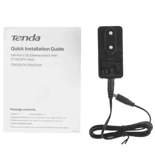 Коммутатор/ Tenda TEM2010X Коммутатор неуправляемый, 10 портов, RJ-45 8х2,5 Гбит/с, SFP+ 2х10 Гбит/с, настольный, металлический корпус
