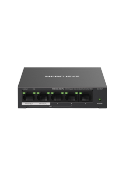 Коммутатор/ 5-Port Gigabit Desktop Switch with  4-Port PoE+ PORT: 4? Gigabit PoE+ Ports, 1? Gigabit Non-PoE Port SPEC: Compatible with 802.3af/at PDs, 65 W PoE Power, Desktop Steel Case, Wall Mounting FEATURE: Extend Mode for 250m PoE Transmitting, Priori