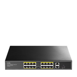 Коммутатор/ 16-Port 10/100M PSE RJ-45 +2 Gigabit RJ- 45 +1SFP Port with 16 POE Ports Switch with Built-in power supply, support 16-port IEEE 802.3at PoE+ Injector,Rack-mountable  Steel case, 200W Internal