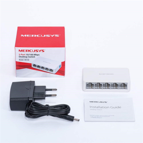 5-port 10/100Mbps desktop switch, plastic case