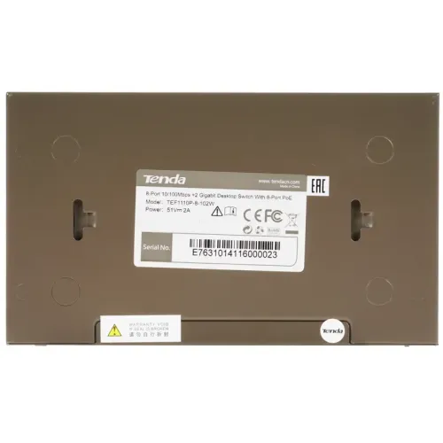 Коммутатор/ Коммутатор 8PORT 100M 8POE TEF1110P-8-102W TENDA