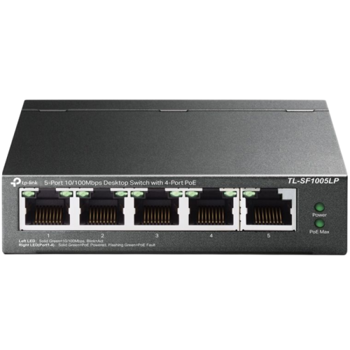 Коммутатор/ 5-port 10/100 Mbps unmanaged switch with 4 PoE ports, metal case, desktop installation, PoE budget-41w