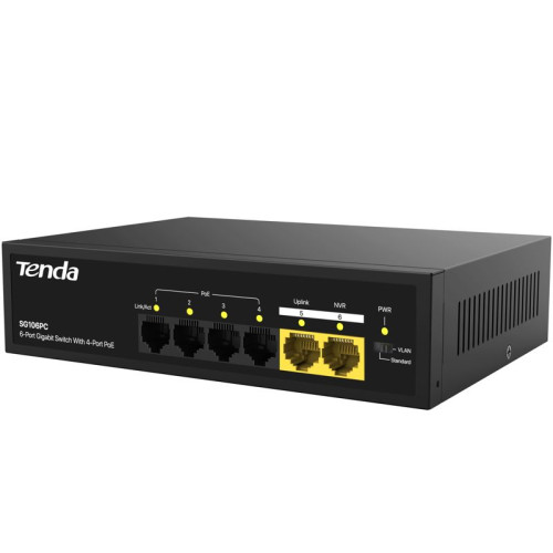 Tenda SG106PC 6-Port Gigabit Lite PoE Switch with 4-Port PoE Tenda SG106PC 6-Port Gigabit Lite PoE Switch with 4-Port PoE