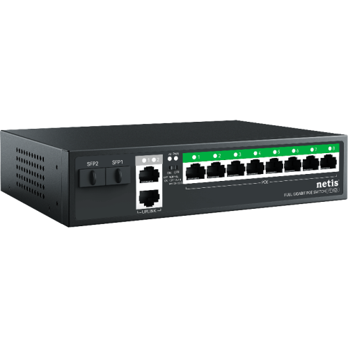 Коммутатор Netis P112GS (L2) 10x1Гбит/с 2SFP 8PoE 120W неуправляемый