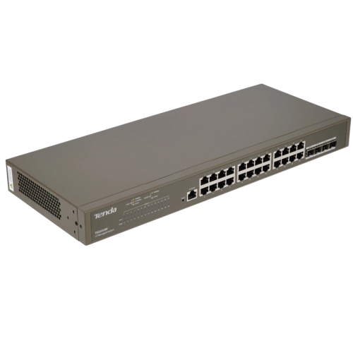 Коммутатор/ Tenda TEG5328F Коммутатор управляемый L2, 28 портов, 24х1 Гбит/с, Base-X SFP 4х1 Гбит/с, установка в стойку