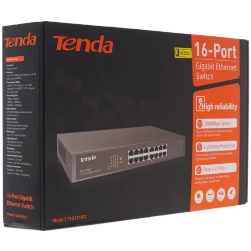 Коммутатор/ Коммутатор 16PORT 10/100/1000M TEG1016D TENDA