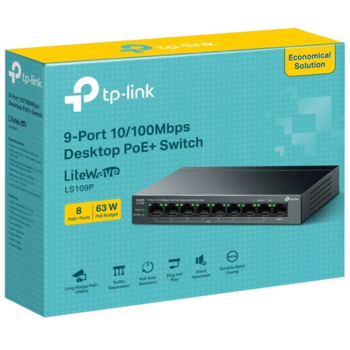 Коммутатор/ 9-Port 10/100 Mbps Desktop Switch with 8-Port PoE+