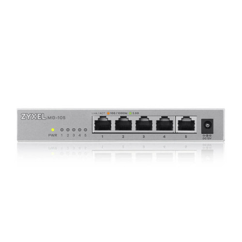 Коммутатор/ Zyxel MG-105 multi-gigabit switch, 5x1 / 2.5GE, desktop, silent