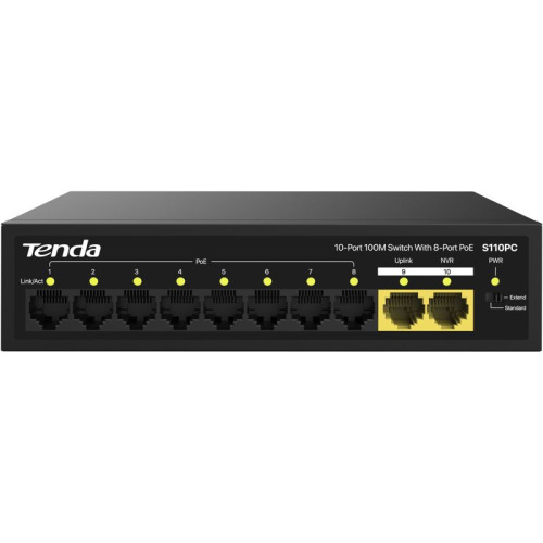 Tenda S110PC 10-Port 100M Lite PoE Switch with 8-Port PoE