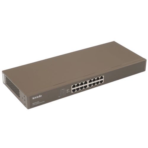 Коммутатор/ Tenda TEG1016G Коммутатор неуправляемый, 16 портов, 16x1 Гбит/с, установка в стойку, металлический корпус
