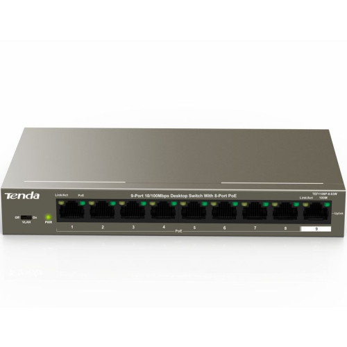 Tenda TEF1109P-8-63W  9-Port 10/100Mbps Desktop Switch With 8-Port PoE