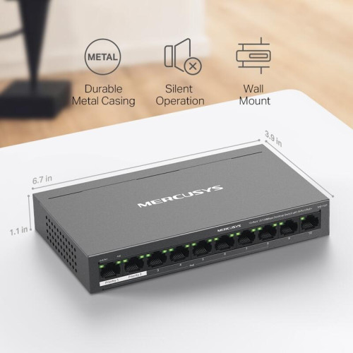 Коммутатор/ 10-Port 10/100Mbps Desktop Switch with 8-Port PoE+