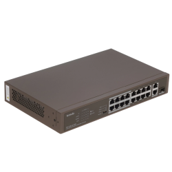 Коммутатор/ Tenda TEF1118P-16-150W Коммутатор неуправляемый PoE, 18 портов, 16х100 Мбит/с, 2x1 Гбит/с, PoE 16х30 Вт (до 130Вт), установка в стойку
