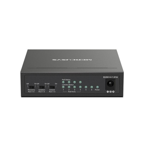 Коммутатор Mercusys MS106P (L2) 6x100Мбит/с 4PoE+ 67W неуправляемый