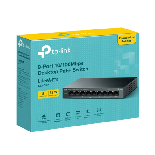 Коммутатор/ 9-Port 10/100 Mbps Desktop Switch with 8-Port PoE+