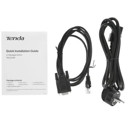 Коммутатор/ Tenda TEG3328F Коммутатор управляемый, 24x1 Гбит/с, SFP 4x1 Гбит/с, установка в стойку, металлический корпус