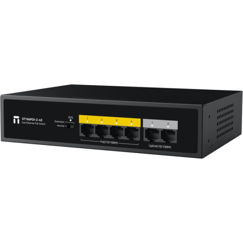 Коммутатор Netis ST106PDI-2-43 (L2) 6x100Мбит/с 4PoE 43W неуправляемый