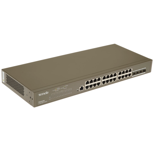 Коммутатор/ Tenda TEG3328F Коммутатор управляемый, 24x1 Гбит/с, SFP 4x1 Гбит/с, установка в стойку, металлический корпус