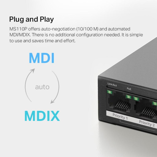 Коммутатор/ 10-Port 10/100Mbps Desktop Switch with 8-Port PoE+