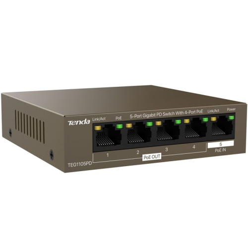 Tenda TEG1105PD 5-Port Gigabit PD Switch With 4-Port PoE