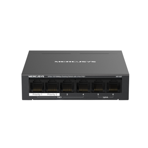 Коммутатор Mercusys MS106P (L2) 6x100Мбит/с 4PoE+ 67W неуправляемый