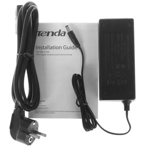 Коммутатор/ Tenda TEG1105P-4-63W   5-Port Gigabit Desktop Switch with 4-Port PoE