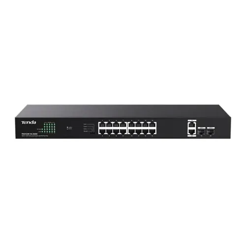 Коммутатор/ Tenda TEG1120P-16-250W Коммутатор неуправляемый PoE, 18 портов, 18x1 Гбит/с, PoE 16х30 Вт (до 250Вт),  SFP 2x1 Гбит/с, установка в стойку