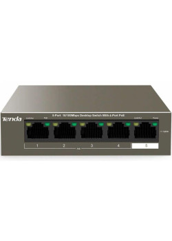 Tenda TEF1105P-4-38W 5-Port 10/100Mbps Desktop Switch with 4-Port PoE