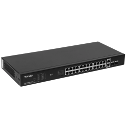 Коммутатор/ Tenda TEG1128P-24-250W Коммутатор неуправляемый PoE, 26x1 Гбит/с, PoE 24х30 Вт (до 230Вт), SFP 2х1 Гбит/с, установка в стойку