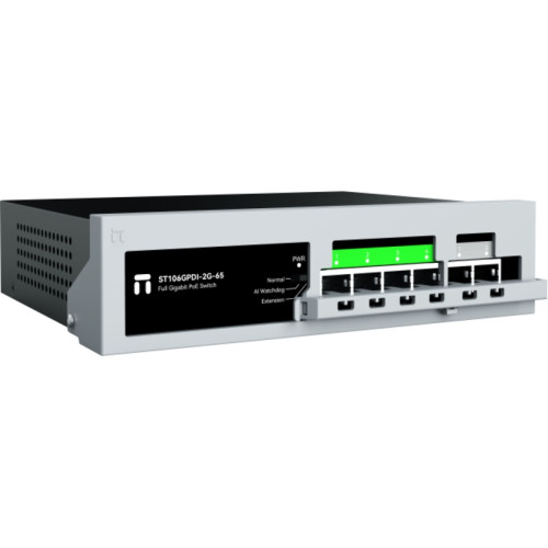 Коммутатор Netis ST106GPDI-2G-65 (L2) 6x1Гбит/с 1xКомбо(1000BASE-T/SFP) 4PoE+ 65W неуправляемый