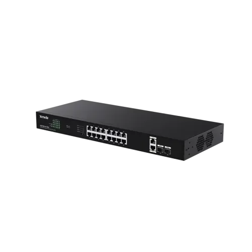 Коммутатор/ Tenda TEG1120P-16-150W Коммутатор неуправляемый PoE, 18 портов, 18x1 Гбит/с, PoE 16х30 Вт (до 150Вт),  SFP 2x1 Гбит/с, установка в стойку