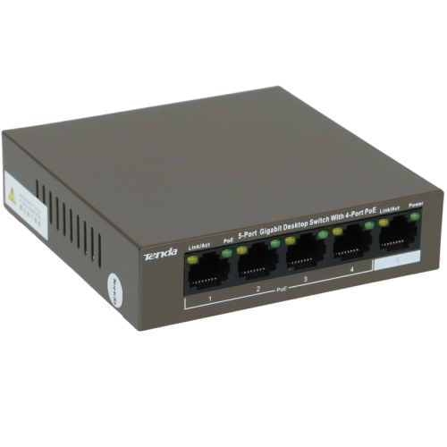 Коммутатор/ Tenda TEG1105P-4-63W   5-Port Gigabit Desktop Switch with 4-Port PoE