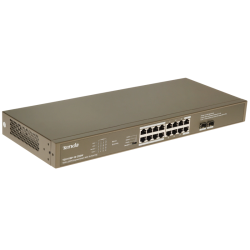 Коммутатор/ Tenda TEG1118P-16-250W Коммутатор неуправляемый PoE, 16 портов, 16x1 Гбит/с, PoE 16х30 Вт (до 230Вт), SFP 2x1 Гбит/с, установка в стойку