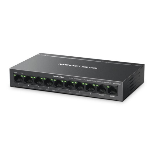 Коммутатор Mercusys MS110CMP (L2) 8x100Мбит/с 2x1Гбит/с 8PoE+ 115W неуправляемый