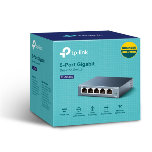 Коммутатор/ 5-port Desktop Gigabit Switch, 5 10/100/1000M RJ45 ports, metal case