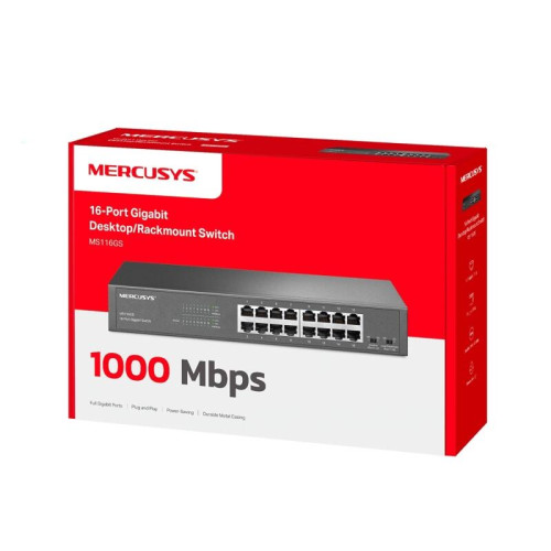 Коммутатор Mercusys MS116GS (L2) 16x1Гбит/с неуправляемый
